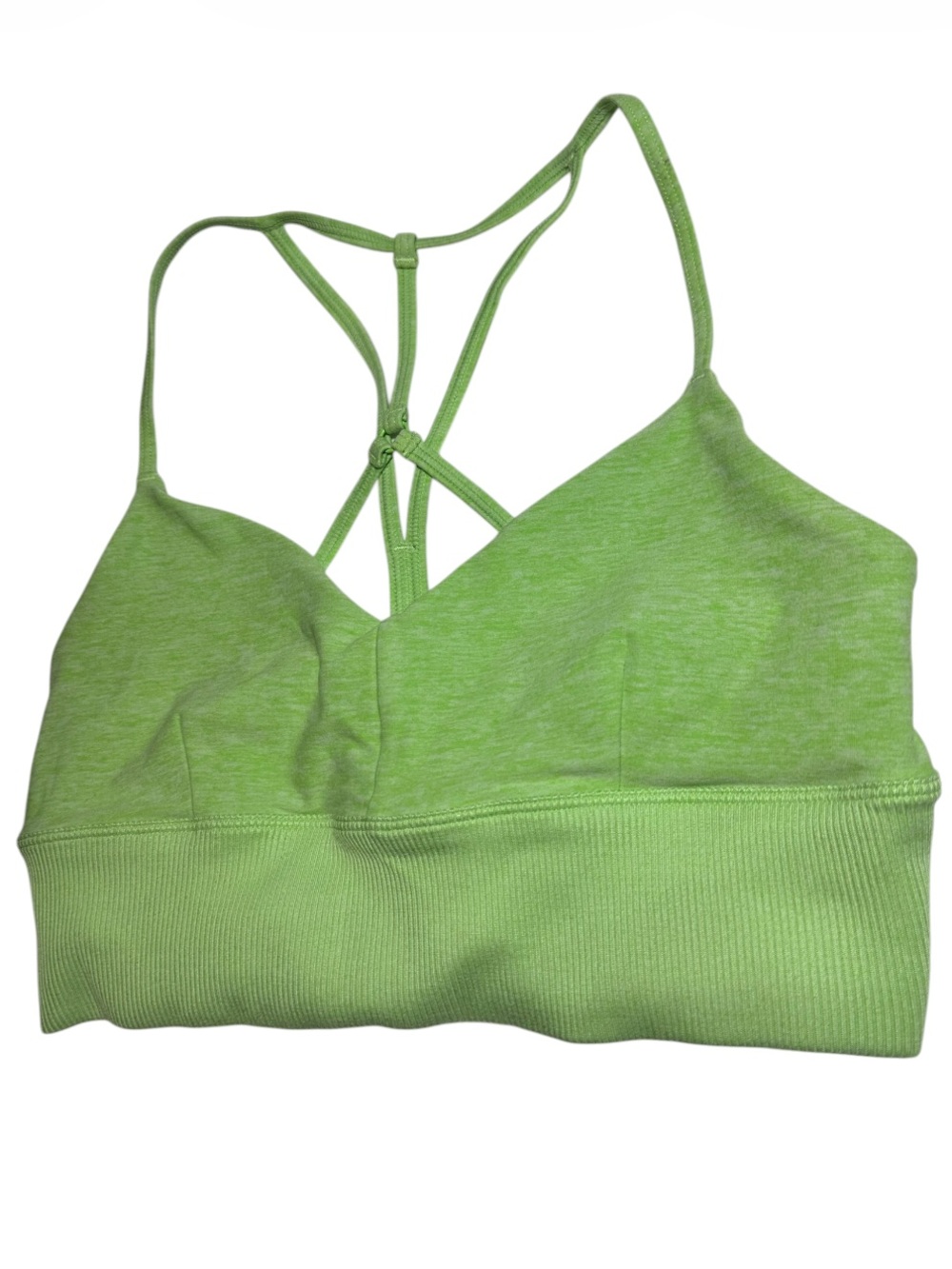 Alo Yoga Alosoft Lavish Bra Neon Lime Heather Green Strappy S - Picture 14 of 17